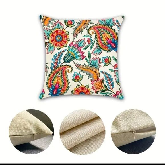 4 pc Boho Paisley design throw pillow cases case sham covers - Picture 3 of 4